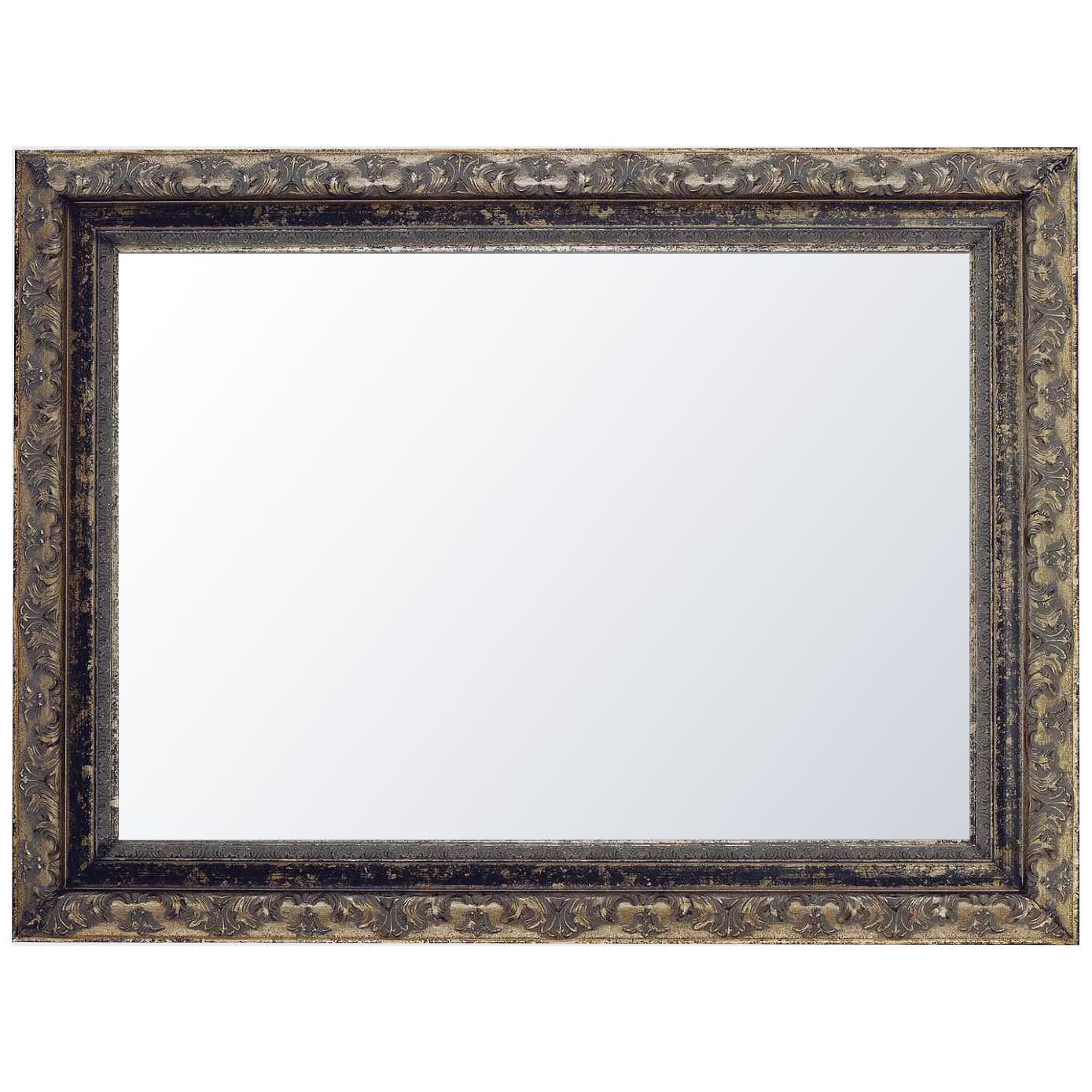 Espelho Decorativo com Moldura Prata Envelhecido e Preto