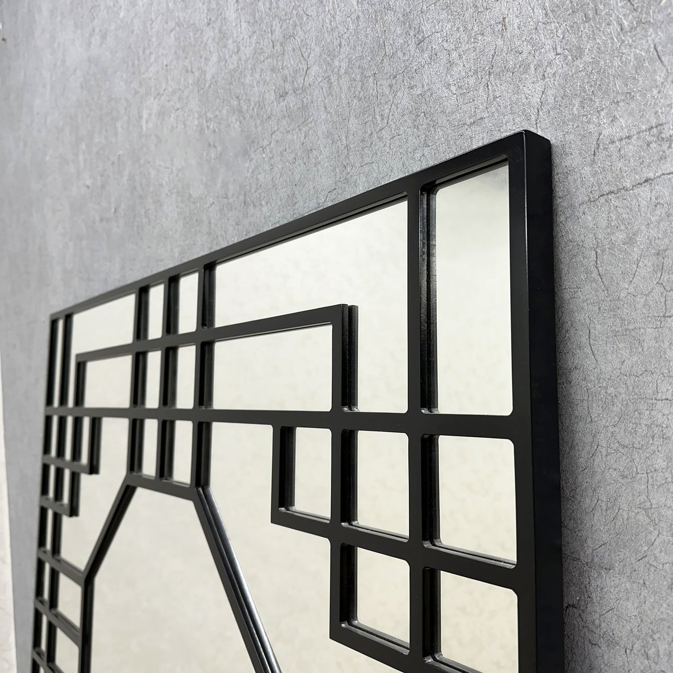 Espelho Decorativo Geométrico Octagonal Sofisticado e Elegante Moldura Laqueada 100x100CM