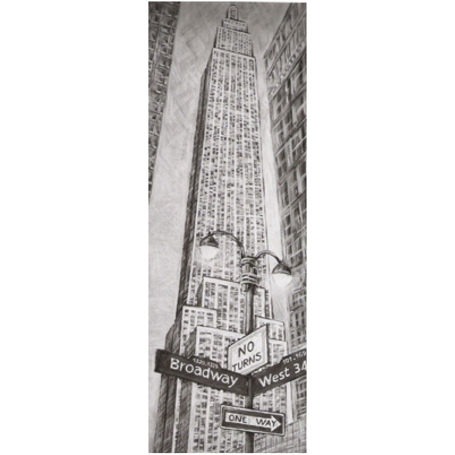 Quadro 35x100 Preto E Branco Empire State Building U.s.a em