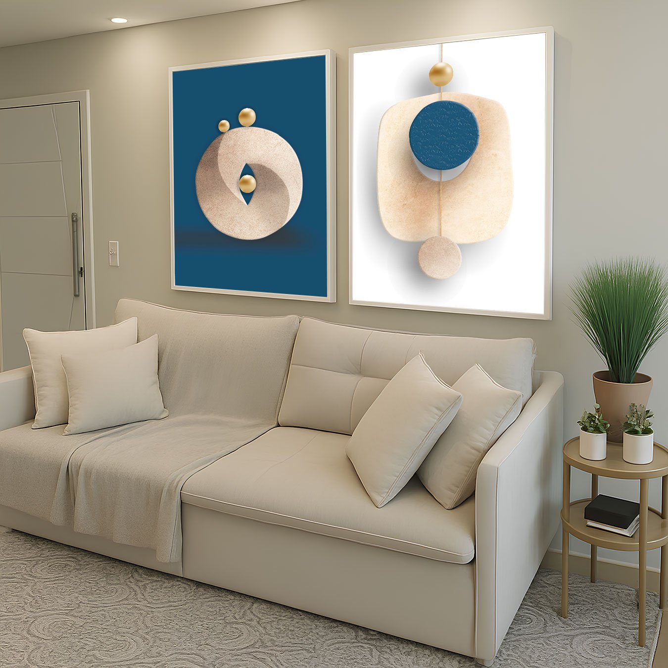 Kit 2 Quadros Decorativos Abstratos Coloridos Arte Moderna com Moldura e Vidro Kit 2 Quadros Decorativos Abstratos Coloridos Arte Moderna com Moldura e Vidro