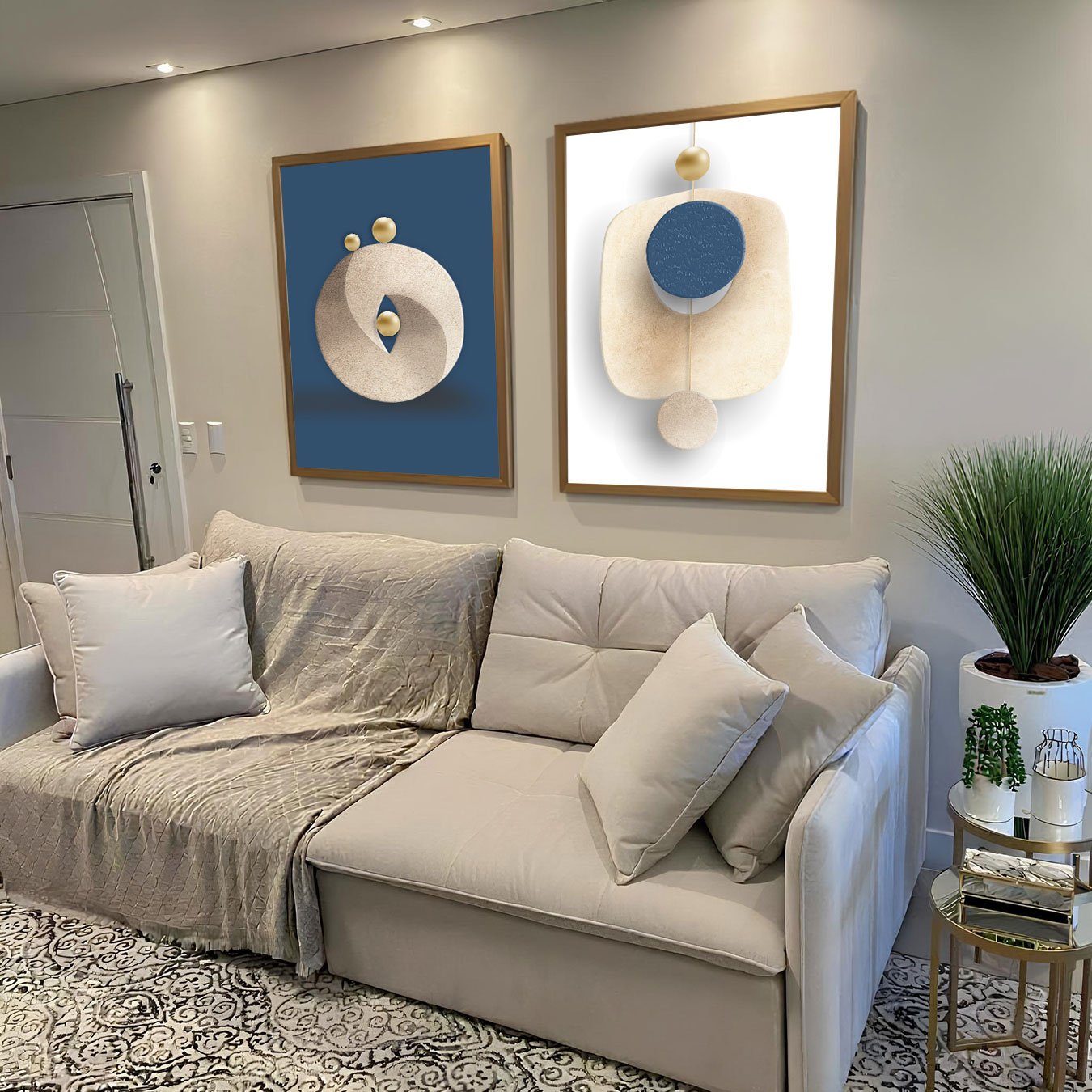 Kit 2 Quadros Decorativos Abstratos Coloridos Arte Moderna com Moldura e Vidro Kit 2 Quadros Decorativos Abstratos Coloridos Arte Moderna com Moldura e Vidro