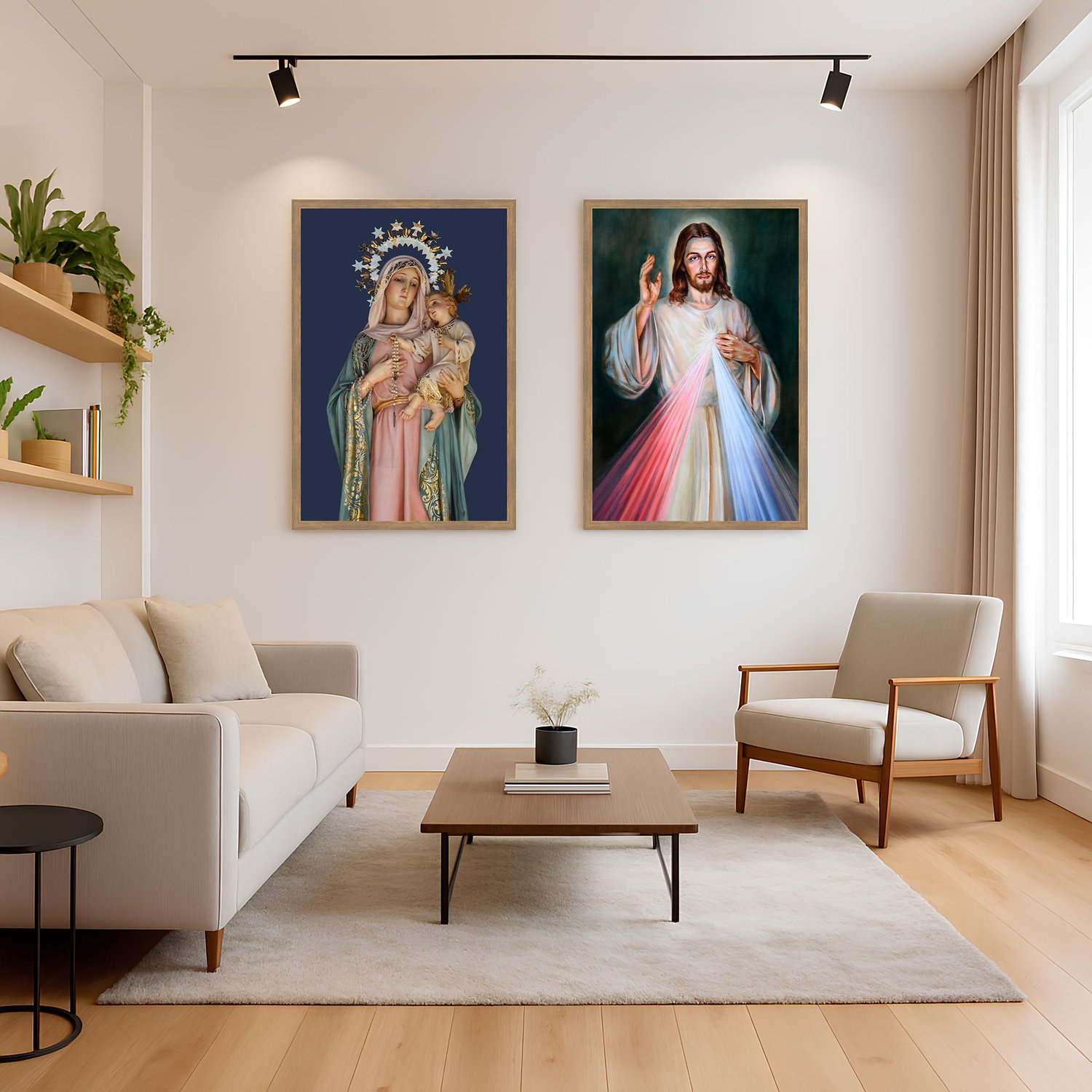 Kit 2 Quadros Religiosos Jesus Cristo e Nossa Sra do Rosário Moldura e Vidro Kit 2 Quadros Religiosos Jesus Cristo e Nossa Sra do Rosário Moldura e Vidro