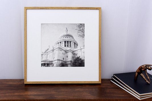 Quadro Decorativo com Moldura na Cor Carvalho Capitólio dos Estados Unidos 50x50cm