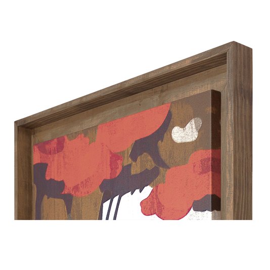 Quadro Decorativo Rústico Tela Floral com Moldura 90x90cm