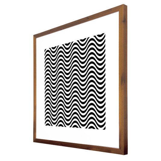 Quadro Decorativo com Moldura Rústica Geométrico Ondas 70x70cm