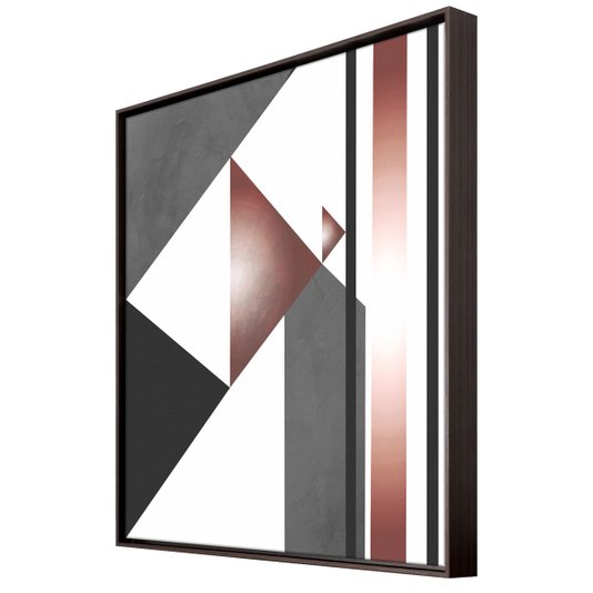 Quadro Decorativo Tela Canvas Abstrata Colorida com Moldura Marrom