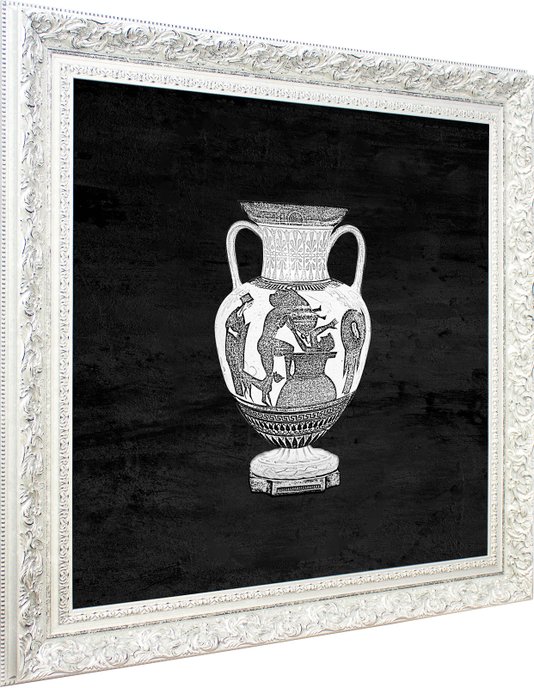 Quadro Decorativo com Moldura Prata Ânfora II - 100x100cm