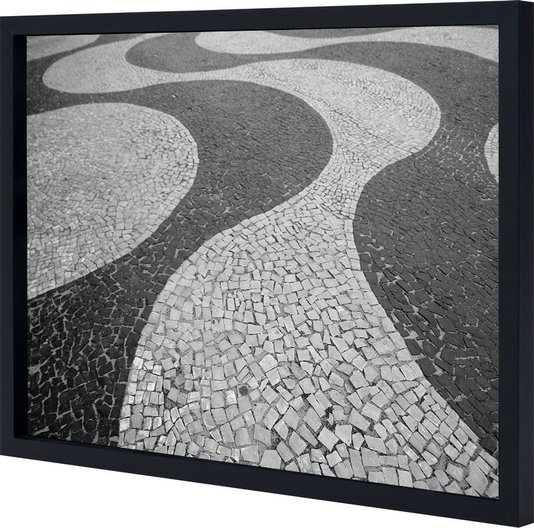 Quadro Decorativo com Moldura e Vidro Calçadão Copacabana Rio de Janeiro 90x60cm