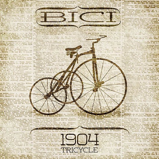 Gravura para Quadros Vintage Triciclo Ano 1904 - 30x30cm