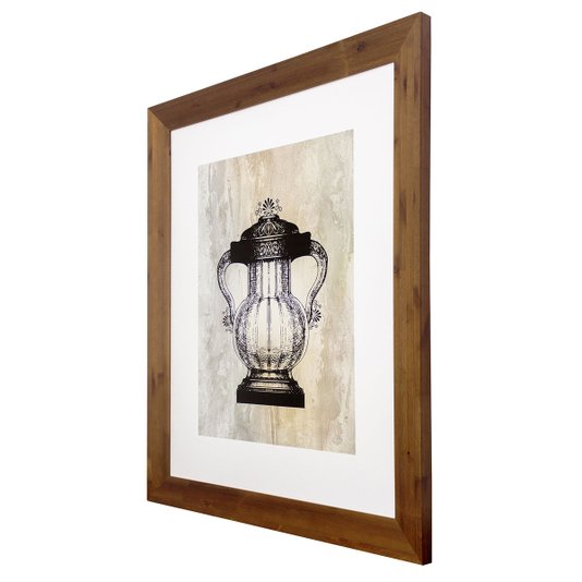 Quadro Decorativo com Moldura Rústica Ânfora em Preto e Branco 80x100cm