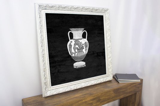 Quadro Decorativo com Moldura Prata Ânfora II - 100x100cm