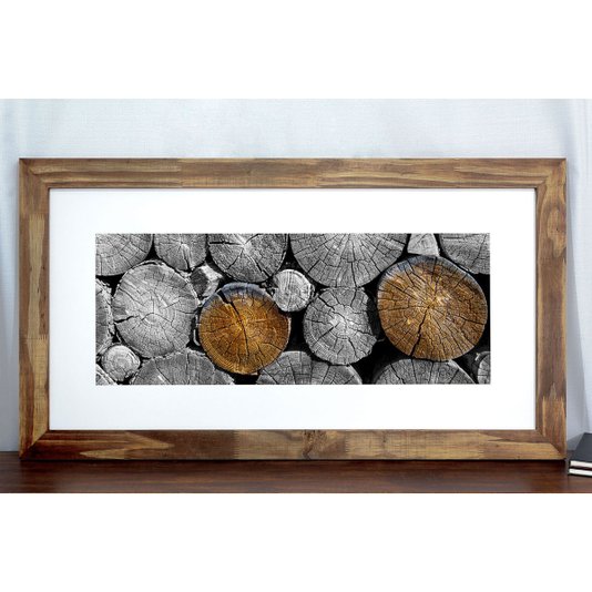 Quadro Decorativo Rústico Troncos de Madeira Cortados 110x60cm