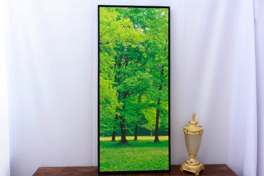 Kit de Telas Decorativas com Moldura Parque com Árvores Floridas Kit com 3 quadros 58x133cm
