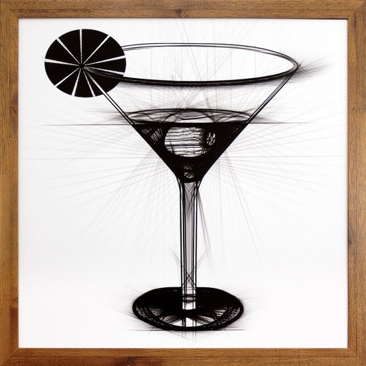 Quadro Decorativo com Moldura Rústica Coquetel Dry Martini 50x50cm
