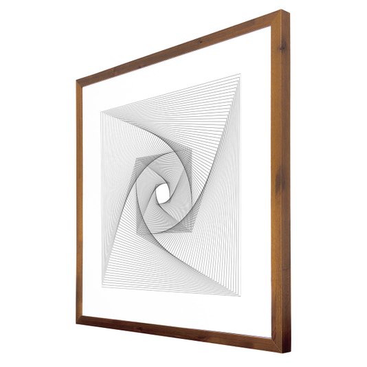Quadro Decorativo com Moldura Rústica Arte Geométrica Desenho a Lápis