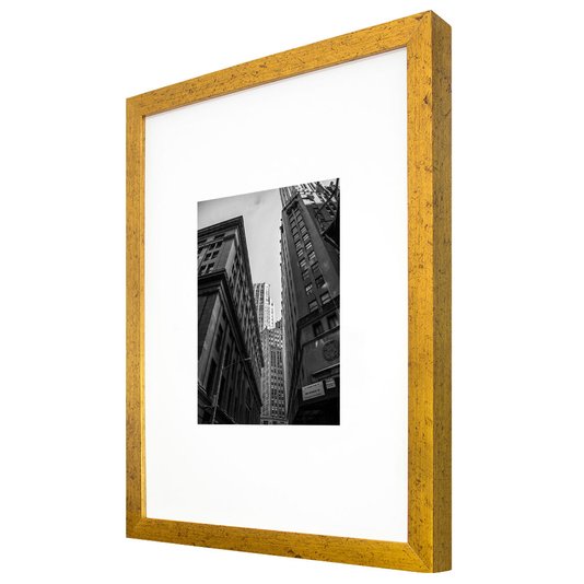 Quadro Decorativo com Moldura Dourada Prédios Centro de Nova York 30x40cm
