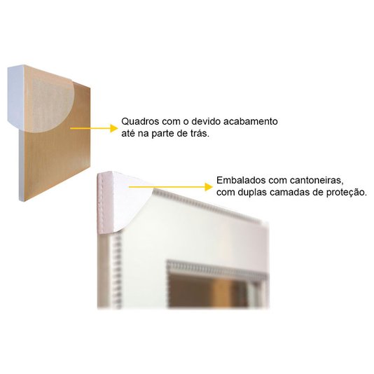 Quadro Decorativo com Moldura Preta Ilustração Árvore em Preto e Branco 50x50cm