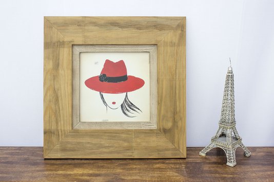 Quadro Decorativo Diva Chapéu Vermelho 60x60cm