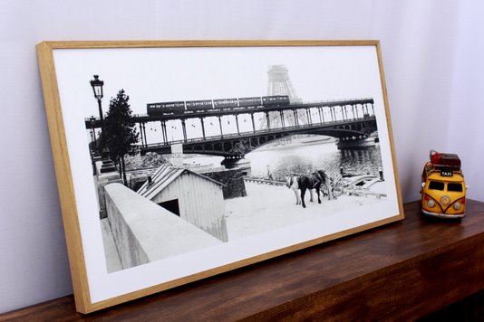 Quadro Decorativo em Preto e Branco Torre Eiffel Paris 100x50cm