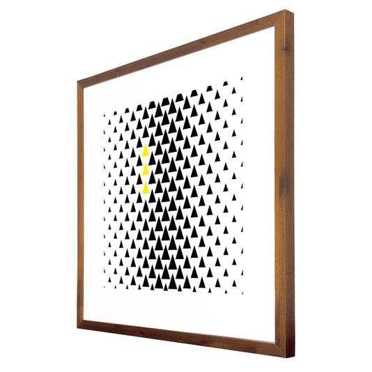 Quadro Decorativo com Moldura Rústica Arte Geométrica Triângulos 70x70cm