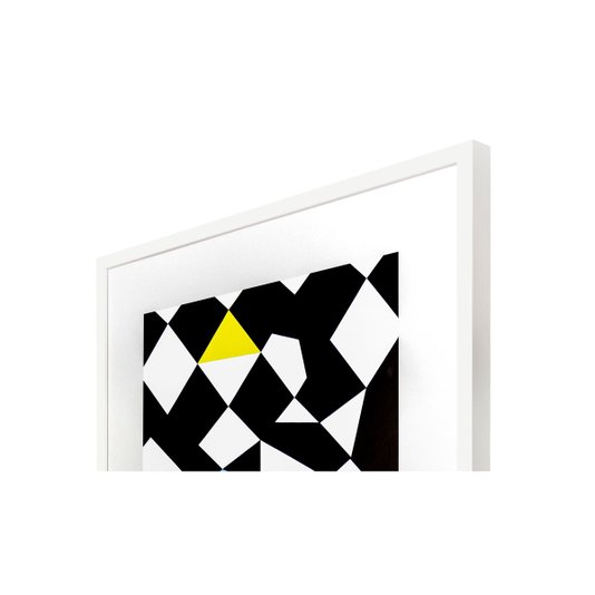 Quadro Decorativo com Moldura Branca Geométrico em Preto e Branco II