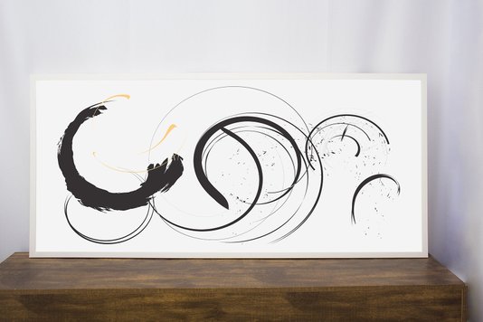 Quadro Decorativo com Moldura Branca Arte Abstrata em Preto e Branco - Escolha o Tamanho
