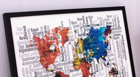 Quadro Decorativo Abstrato Mapa Mundo 70x50cm