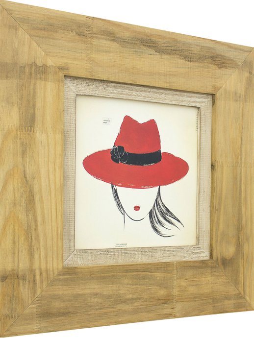 Quadro Decorativo Diva Chapéu Vermelho 60x60cm
