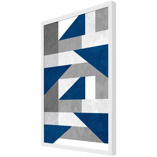 Quadro Geométrico Arte Colorida com Moldura Laqueada Branca II 50x70cm