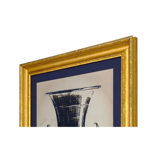 Quadro com Moldura Alto Padrão Dourada Ilustração Ânfora II 80x80cm