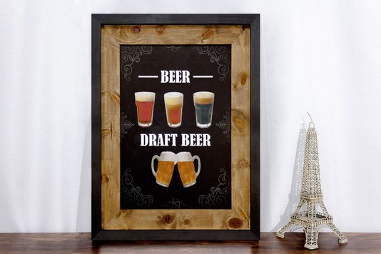 Quadro Decorativo de Cerveja Rústico Beer II, Draft Beer 70x90cm