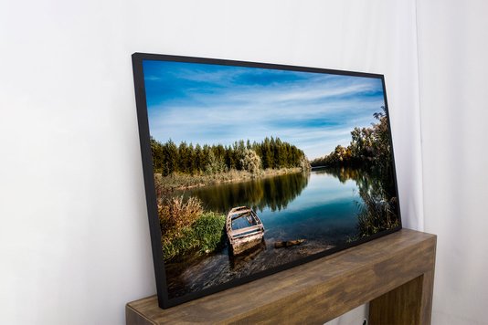 Quadro Decorativo Paisagem Natureza com Barco Abandonado 150x80cm