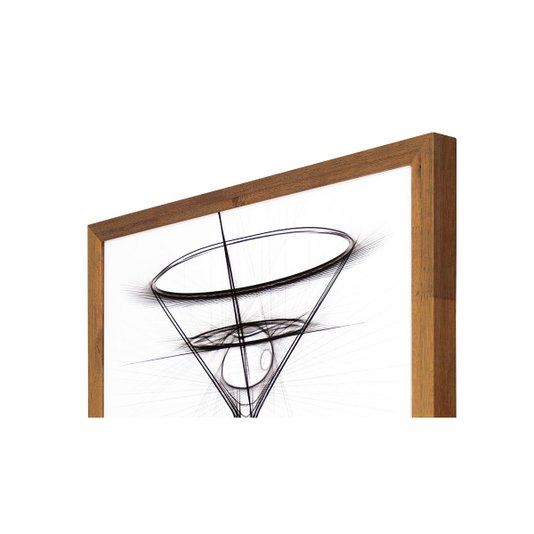 Quadro Decorativo com Moldura Rústica Desenho Coquetel Dry Martini 50x50cm