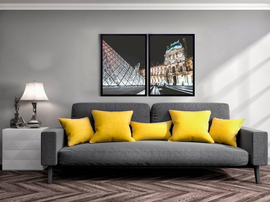 Conjunto de Quadros Kit com 2 Quadros Museu do Louvre 120x80cm