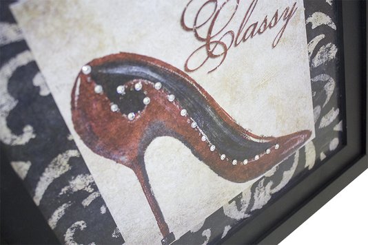 Quadro Decorativo com Strass Scarpin Vermelho 35x35cm