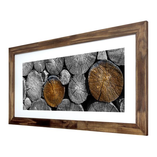 Quadro Decorativo Rústico Troncos de Madeira Cortados 110x60cm
