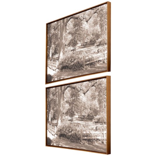 Conjunto de Quadros Telas Decorativas Paisagem Parque com Árvore Kit com 2 Quadros de 70x50cm