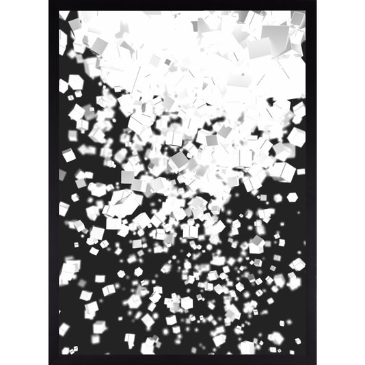 Quadro Decorativo com Moldura Preta Arte Abstrata em Preto e Branco II