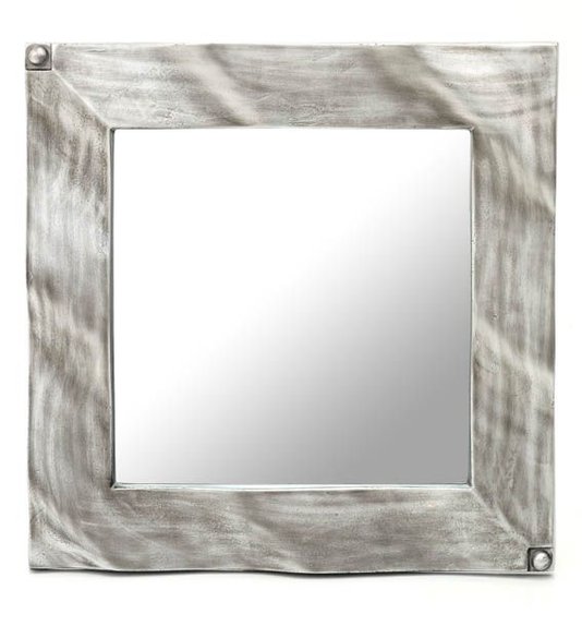 Espelho Quadrado Moderno com Moldura Prata 60x60 cm