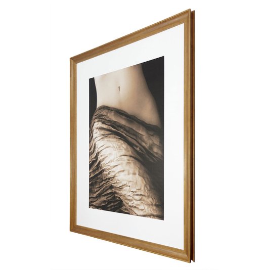 Quadro Decorativo com Moldura Marrom Nu Artístico Mulher 110x130cm