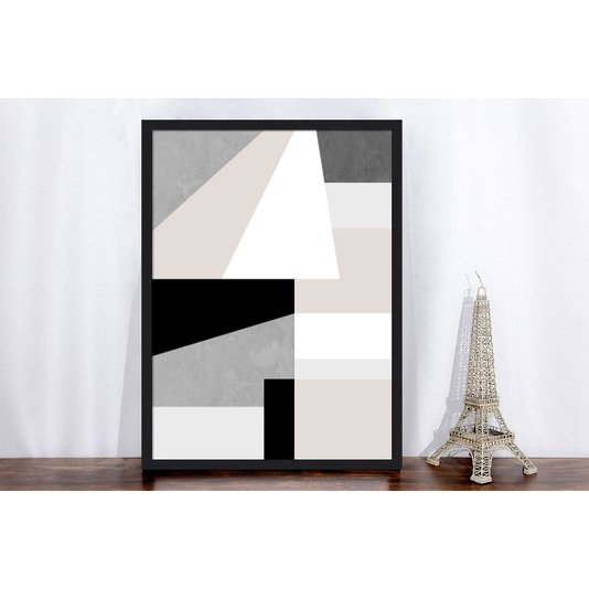 Quadro Geométrico com Moldura Preta Decorativo Arte Colorida II - Escolha o Tamanho