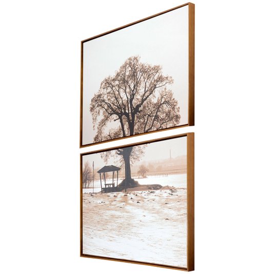 Conjunto de Quadros Telas Decorativas Paisagem de Campo Kit com 2 Quadros de 70x50cm