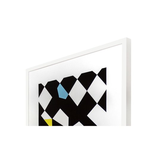 Quadro Decorativo com Moldura Branca Geométrico em Preto e Branco