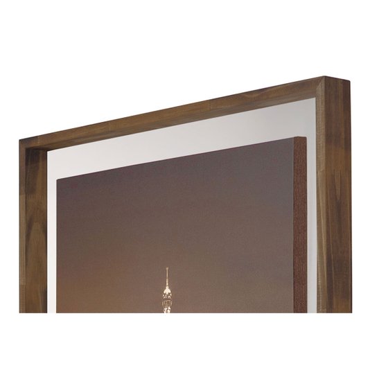 Quadro em Tela Torre Eiffel Com Espelho e Moldura Rústica 80x110cm