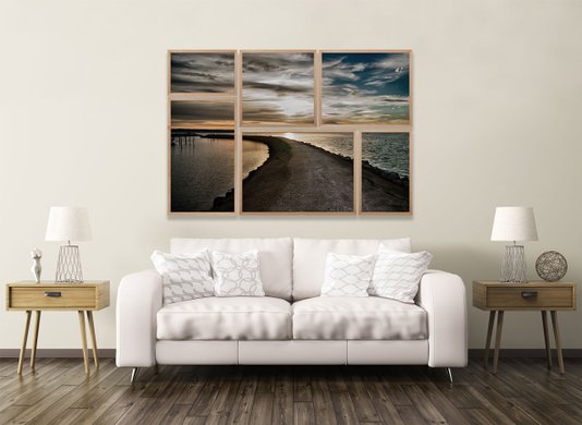 Conjunto de Quadros Praia Flensburg Kit com 6 Quadros 150x100cm