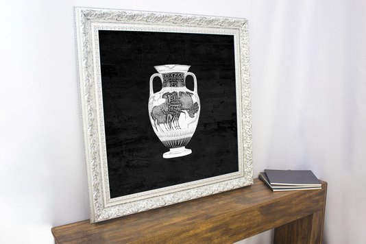 Quadro Decorativo com Moldura Prata Ânfora 100x100cm