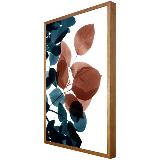 Quadro Decorativo Folhas Azuis e Marrons: Toque de Natureza na sua Decoração