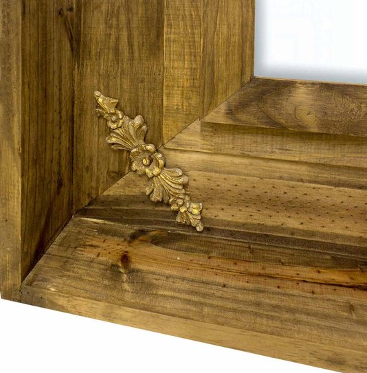 Espelho Decorativo com Moldura Rústica com Apliques Dourados