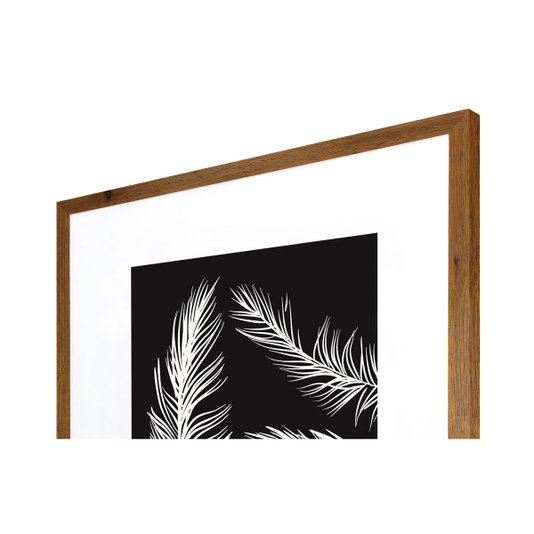 Quadro Decorativo com Moldura Rústica Silhueta Penas Brancas 50x50cm