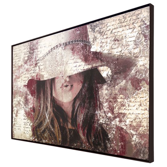 Quadro Tela Arte Moderna Mulher em Fundo Abstrato 150x100cm